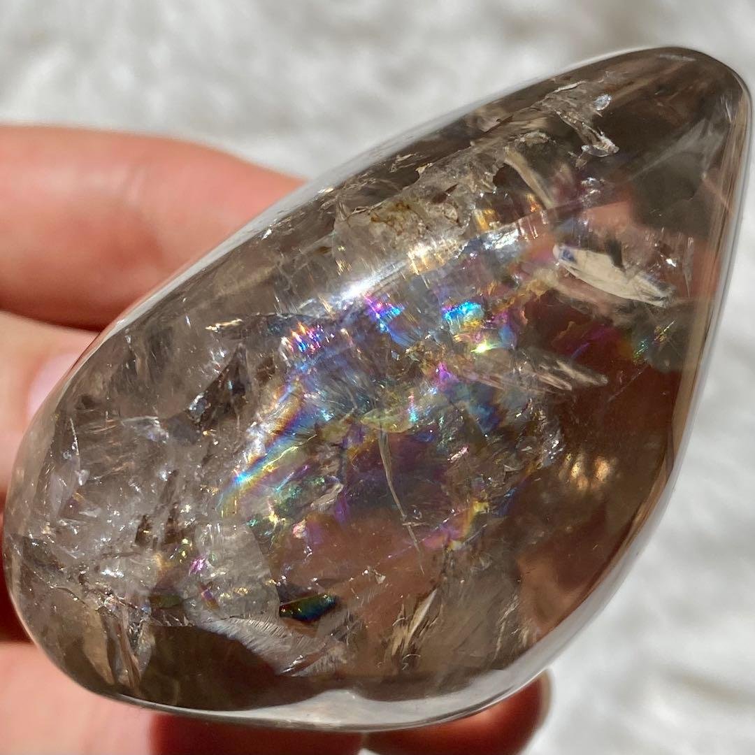 【 天然石 美しい虹 川流れ水晶 スモーキークォーツ ブラジル産 】