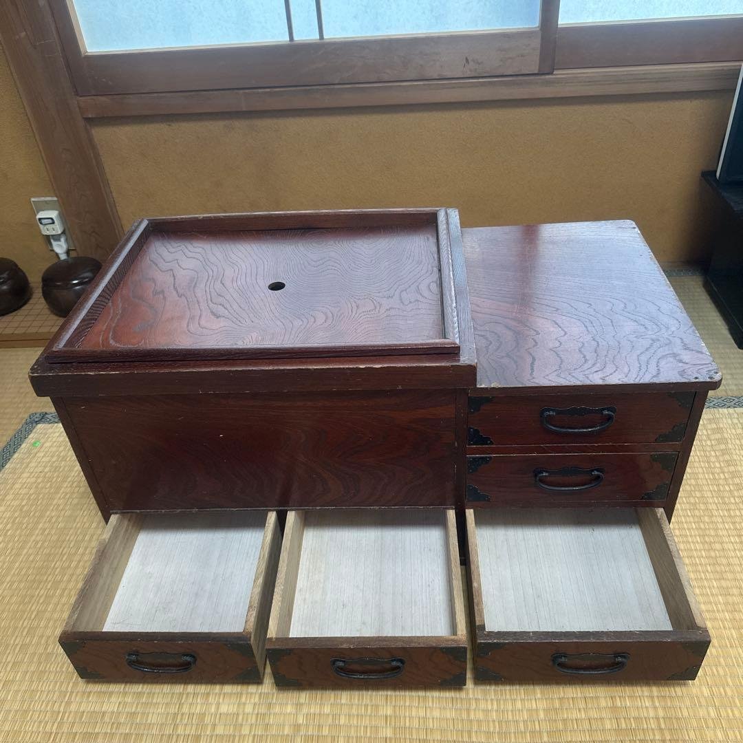 木製長火鉢 蓋付き 収納付き
