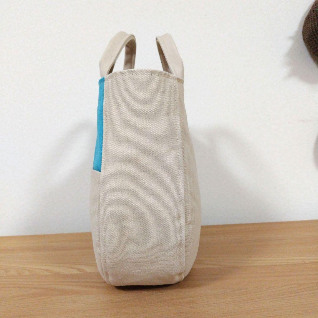 ハンドメイド、トートバック、帆布、ポケット付きラウンド