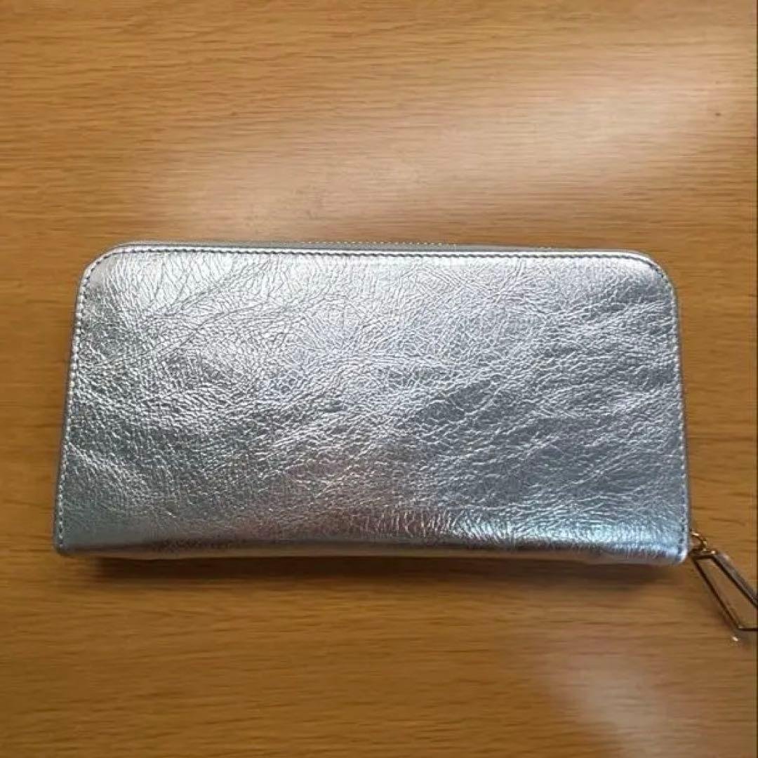 シルバー長財布　牛革（国産）