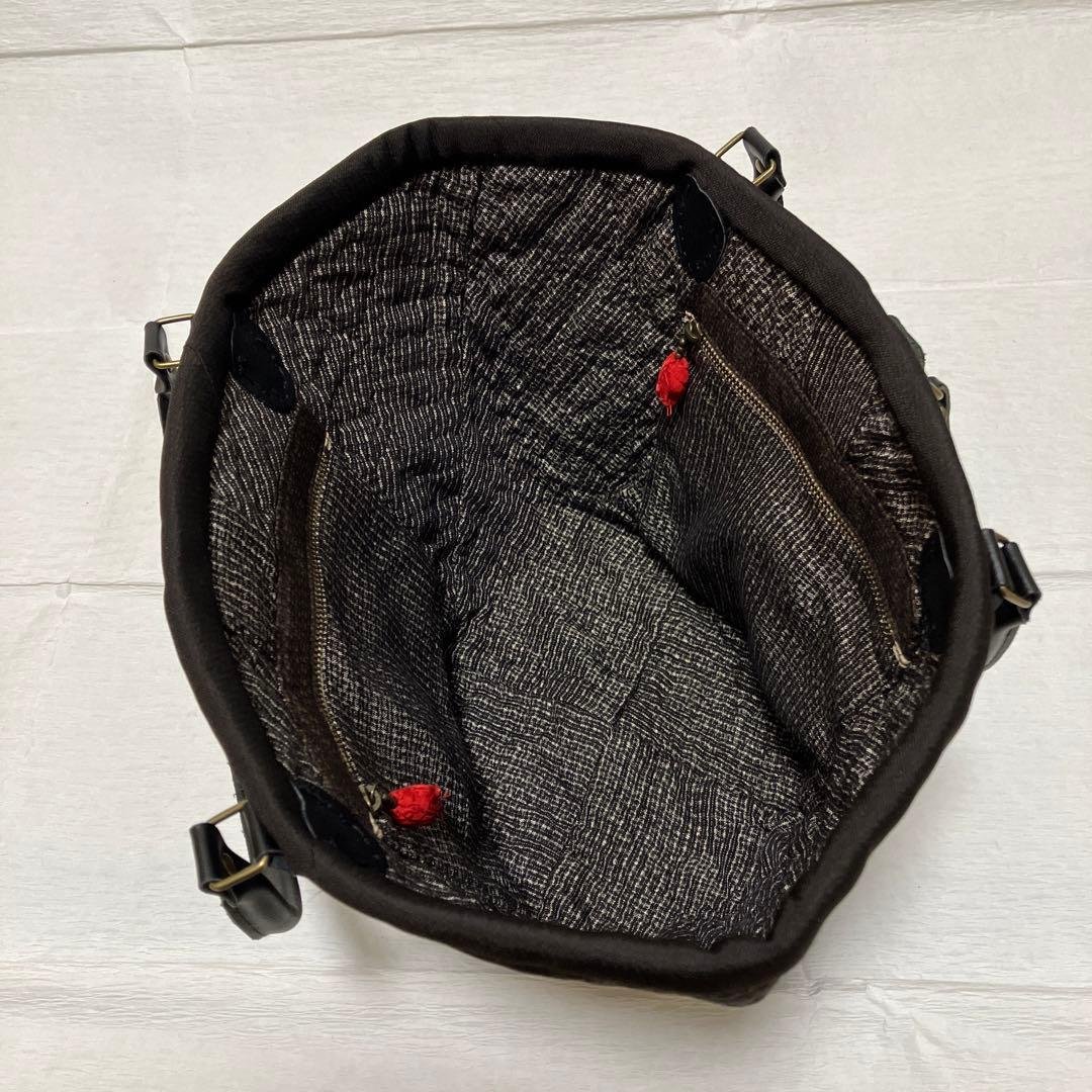 ハンドメイド　パッチワーク　古布　紬　茶系バッグ
